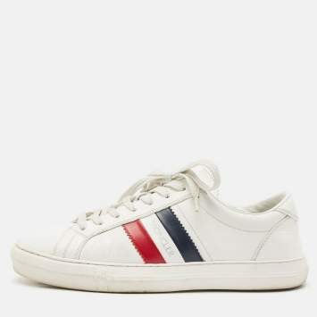Pre Owned Moncler White Leather New Monaco Sneakers Size 42