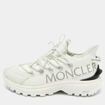 Pre Owned Moncler White Fabric and Rubber Trailgrip Lite2 Sneakers Size 40