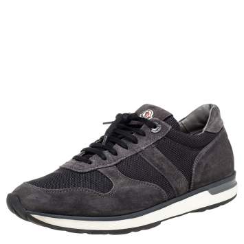 Pre Owned Moncler Black Mesh and Suede Lace Up Sneakers Size 42