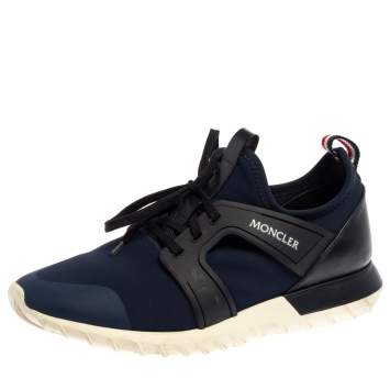 Pre Owned Moncler Blue Neoprene Emilien Lace Up Sneakers Size 44