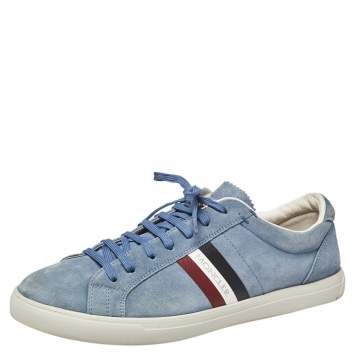 Pre Owned Moncler La Monaco Blue Suede Low Top Sneakers Size 43