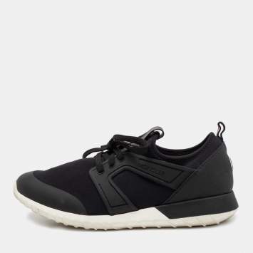 Pre Owned Moncler Black Neoprene And Rubber  Emilien Lace-Up Sneakers Size 41