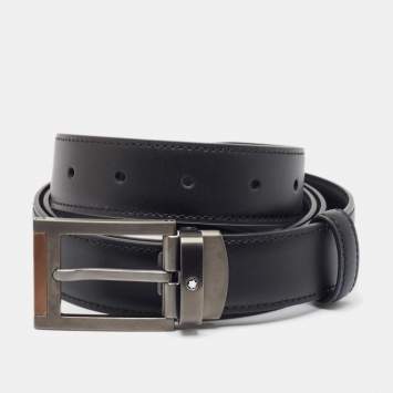 Pre Owned Montblanc Black Leather Meisterstuck Cut to Size Buckle Belt