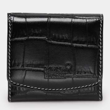 Montblanc Black Croc Embossed Leather Key Chain Holder