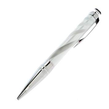 Pre Owned Montblanc StarWalker White Ceramic Doué Silver Tone Ballpoint Pen