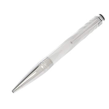 Pre Owned Montblanc StarWalker White Ceramic Doué Silver Tone Ballpoint Pen