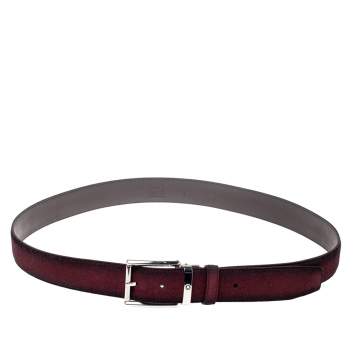 Pre Owned Montblanc Ombre  Burgundy Suede Square Buckle Belt 110CM