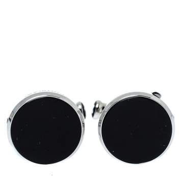 Pre Owned Montblanc Silver Tone Onyx Cufflinks & Button Covers