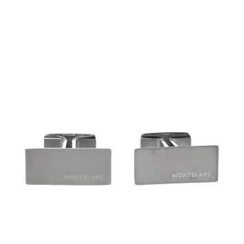 Pre Owned Montblanc Brushed Stainless Steel 'M' Rectangular Cufflinks