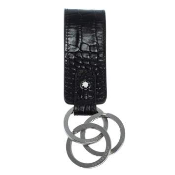 Pre Owned Montblanc Black Croc Embossed Leather Meisterstuck Key Fob
