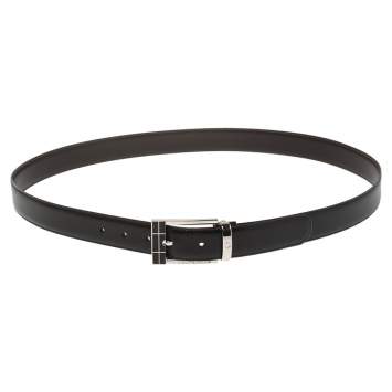 Pre Owned Montblanc Black/Brown Leather Contemporary Line Reversible Belt 110CM