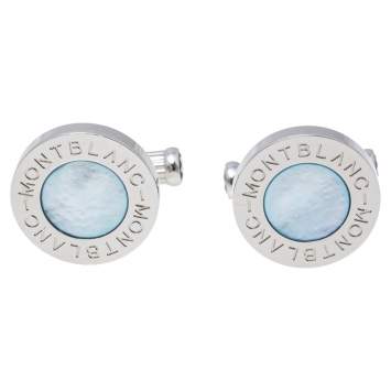Pre Owned Montblanc Meisterstuck Mother of Pearl Silver Tone Cufflinks