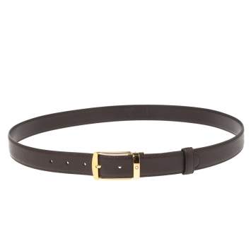 Pre Owned Montblanc Brown Leather Classic Line Buckle Belt Size 115CM