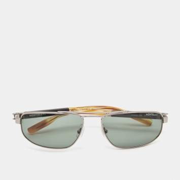 Pre Owned Montblanc Black/Silver MB0033S Aviator Sunglasses