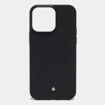 Pre Owned Montblanc Black Sartorial Leather iPhone 14 Pro Case