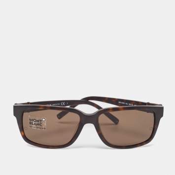 Pre Owned Montblanc Brown Tortoise MB405S Rectangular Sunglasses