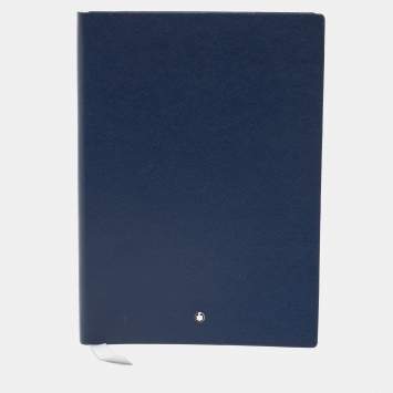 Pre Owned Montblanc Navy Blue Leather Fine Stationery Notebook