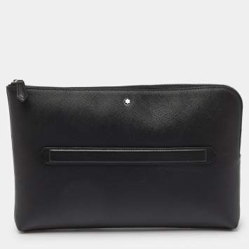 Pre Owned Montblanc Black Leather Meisterstuck Zip Pouch