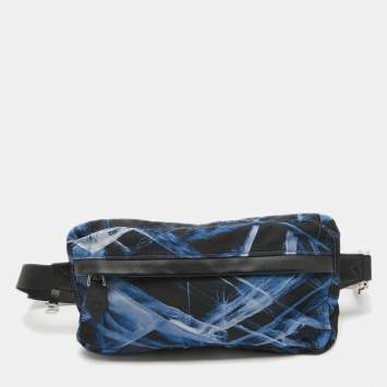 Pre Owned Montblanc Black/Blue Nylon Meisterstuck Selection Glacier Belt Bag