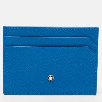 Pre Owned Montblanc Blue Leather Sartorial Card Holder