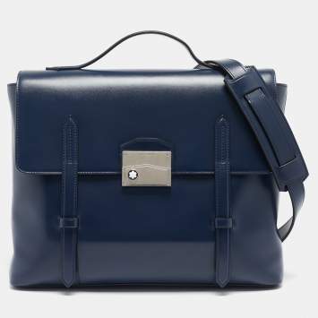 Pre Owned Montblanc Blue Leather Meisterstuck Neo Briefcase