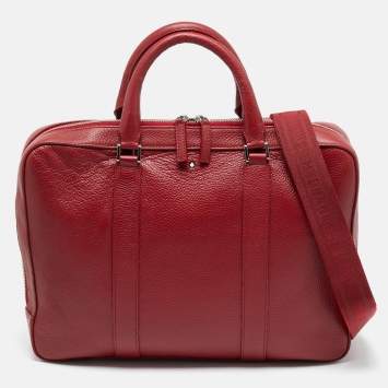 Pre Owned Montblanc Red Leather Meisterstuck Slim Document Briefcase