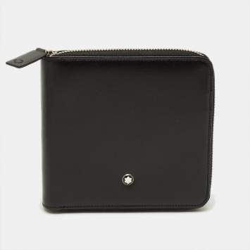 مملوكة مسبقًا Montblanc Meisterstuck Black Leather Horizontal Zip Around Wallet