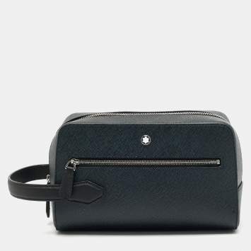 مملوكة مسبقًا Montblanc Wash Tweed Blue Sartorial Leather Clutch