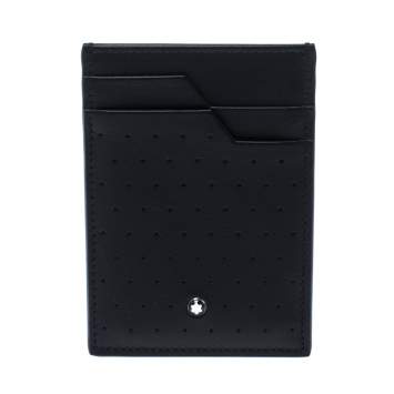مملوكة مسبقًا Montblanc Black Perforated Leather Meisterstuck Card Case