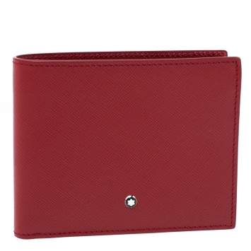 Pre Owned Montblanc Red Leather Sartorial Wallet 6CC