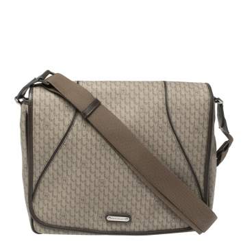 Pre Owned MontBlanc Brown Coated Canvas and Leather Flap Messenger Bag