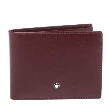 Pre Owned Montblanc Maroon Leather Meisterstuck Bifold Wallet