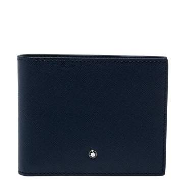 Pre Owned Montblanc Indigo Blue Leather Sartorial 6CC Wallet  
