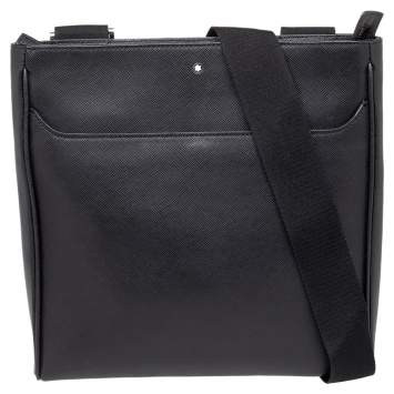 Pre Owned Montblanc Black Leather Medium Sartorial Envelope Messenger Bag