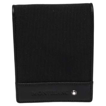Pre Owned Montblanc Black Nylon and Leather Nightflight Bifold Wallet 