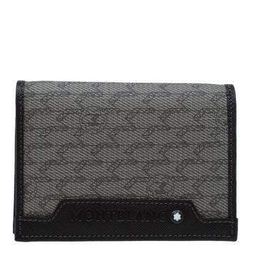 Pre Owned Montblanc Brown Coated Canvas and Leather Signature Card Holder