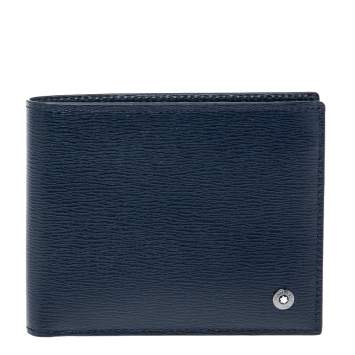 Pre Owned Montblanc Blue Leather Westside Bifold Wallet