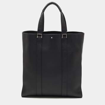 Pre Owned Montblanc Black Leather Vertical Tote