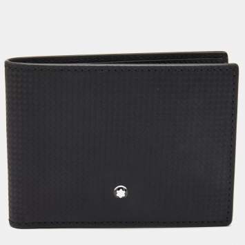 Pre Owned Montblanc Black Woven Embossed Leather Meisterstuck Bifold Wallet