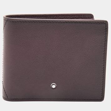Pre Owned Montblanc Burgundy Ombre Leather Meisterstuck 6cc Bifold Wallet