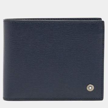 Pre Owned Montblanc Blue Leather Westside Bifold Wallet 