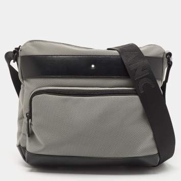Pre Owned Montblanc Black/Grey Nylon Nightflight Messenger Bag