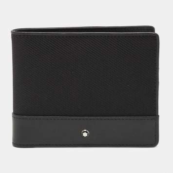 Pre Owned Montblanc Black Canvas and Leather Meisterstück Bifold Wallet