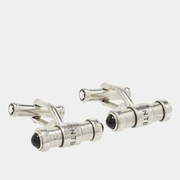 Pre Owned Montblanc Onyx Sterling Silver Cufflinks