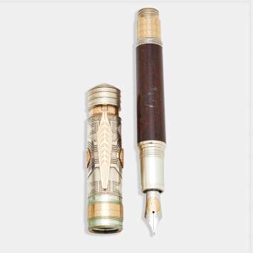 Pre Owned Montblanc 2018 Patron of Arts Homage to Hadrian 888 Marble Sterling Silver 18k Gold Two Tone Metal Fountain Pen