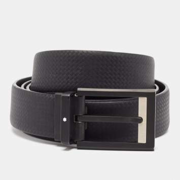 Pre Owned Montblanc Black Leather Cut to Size Buckle Belt 