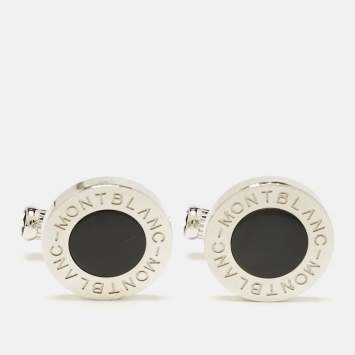 Pre Owned Montblanc Meisterstück Silver Tone Composite Inlay Cufflinks
