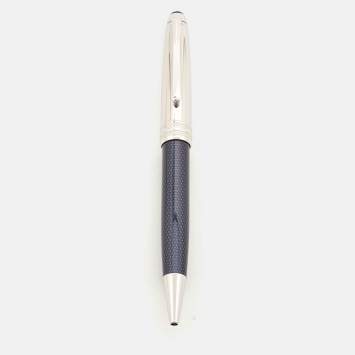 Pre Owned Montblanc Meisterstück Solitaire Doué Blue Hour Resin Silver Tone Classique Ballpoint Pen