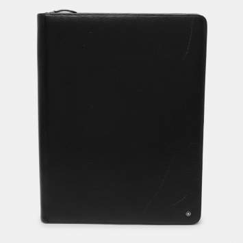 Pre Owned Montblanc Black Leather Sartorial Notepad Zip Around Holder