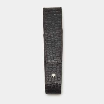 Montblanc Black Croc Embossed Leather 1 Pen Pouch